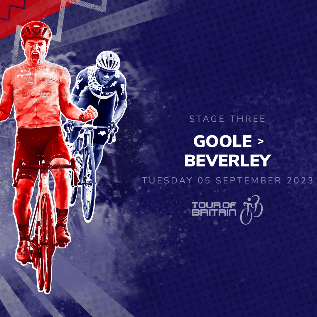 TourofBritain's tweet photo. Announcing the first-ever @East_Riding stage of the Tour of Britain 🇬🇧

🚩 Goole
🏁 Beverley
🗓️ Tuesday 5 September

#TourOfBritain 🔴🔵⚪