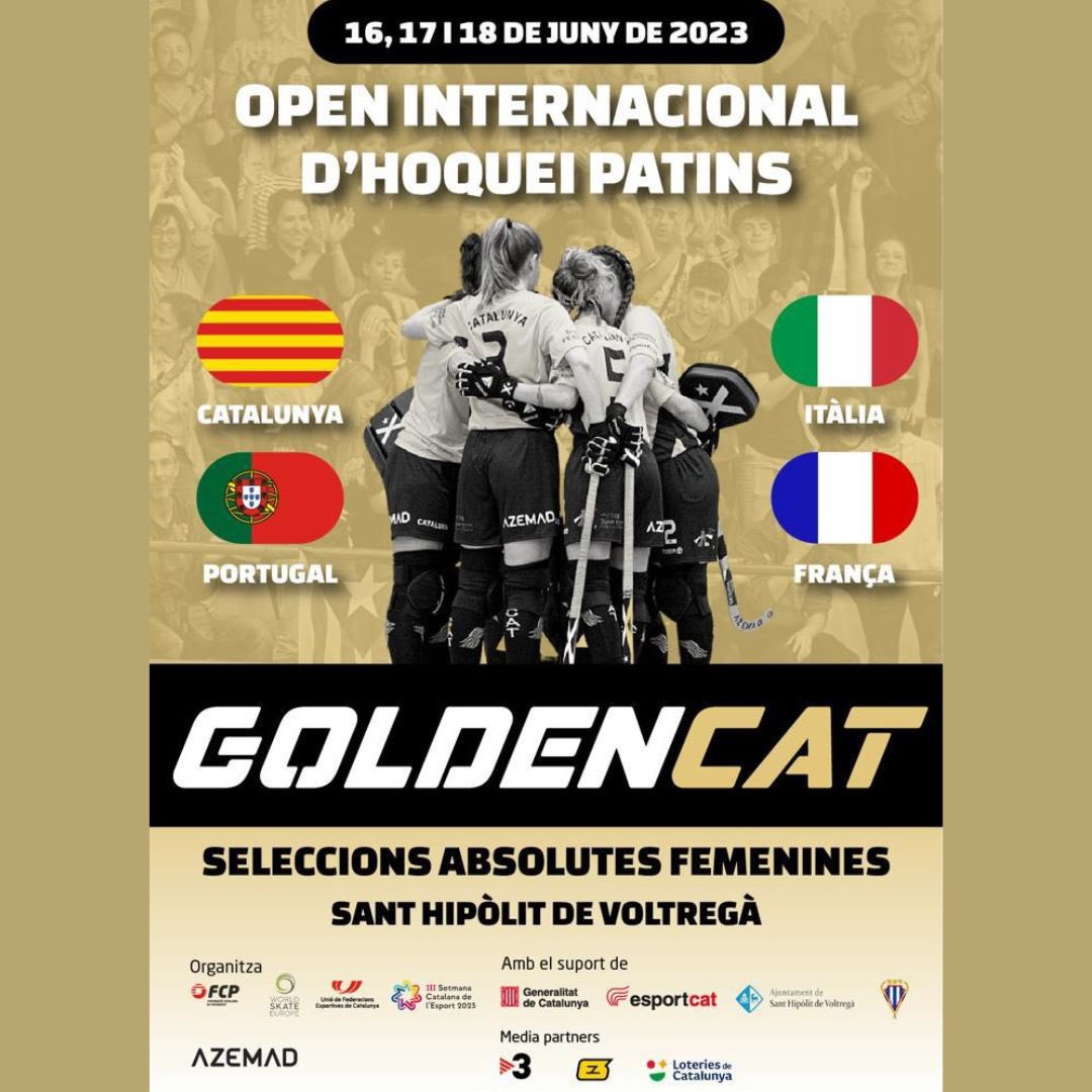 SergiChee's tweet photo. Ho tenim tot a punt pel millor hoquei continental amb la 𝙂𝙊𝙇𝘿𝙀𝙉𝘾𝘼𝙏 femenina a Sant Hipòlit! La Selecció Catalana és la nostra selecció! 

@UFECcat @FCPatinatge @cpvoltrega @ajSantHipolit https://t.co/YGyDip7mf4