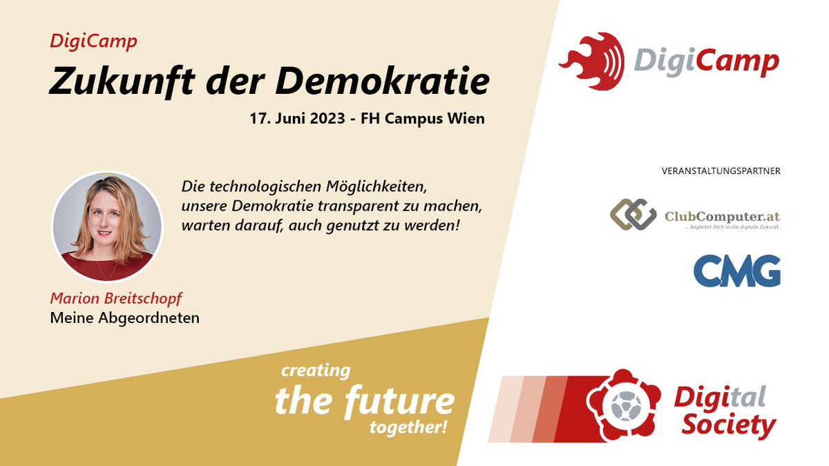 MeineAbg's tweet photo. Am kommenden Samstag findet ein #DigiCamp zum Thema "Zukunft der Demokratie" statt. Ab 9.30 am FH Campus Wien.
The Future's So Bright, I Gotta Wear Shades!
(https://t.co/CtqYhV26q3).
@serum_kolkhos @DigiSocietyAt @illsinger @LiebichLuise https://t.co/Wi0L2UvQ3G