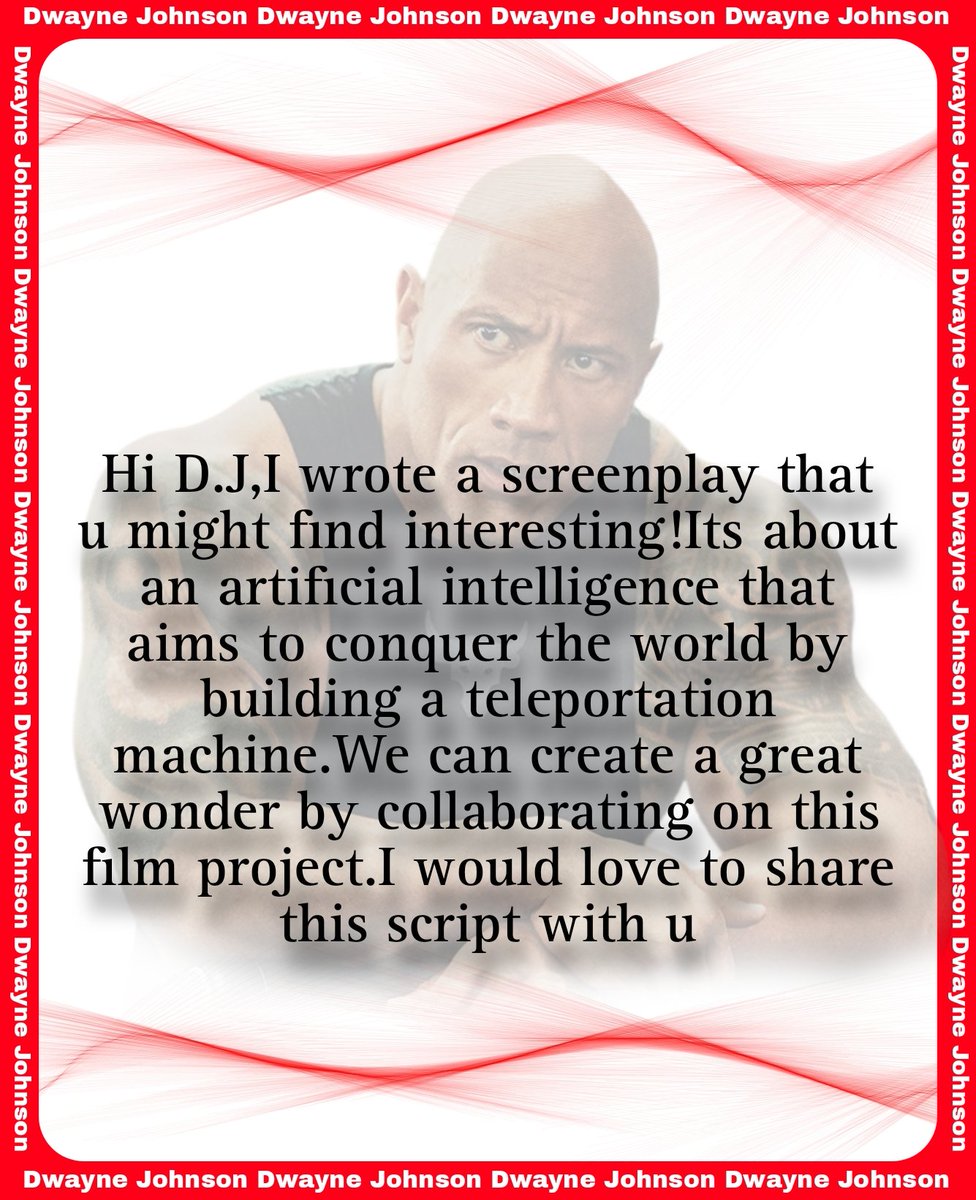 guys pls retweet
@TheRock 
#therock #screenplay #AGT #Writer