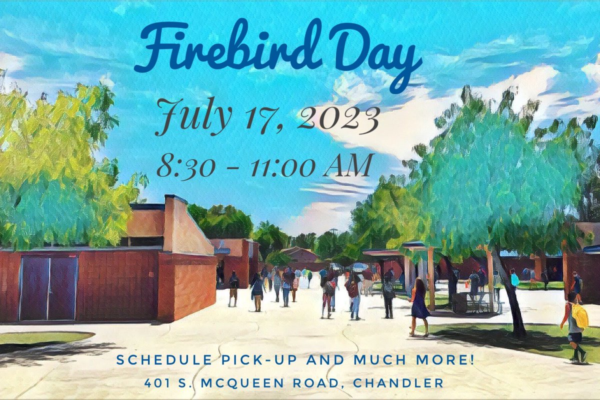 PrincipalDelp's tweet photo. Mark your calendars! Firebird Day is scheduled for Monday, July 17 from 8:30 - 11:00 AM. https://t.co/AZc60f9nKN