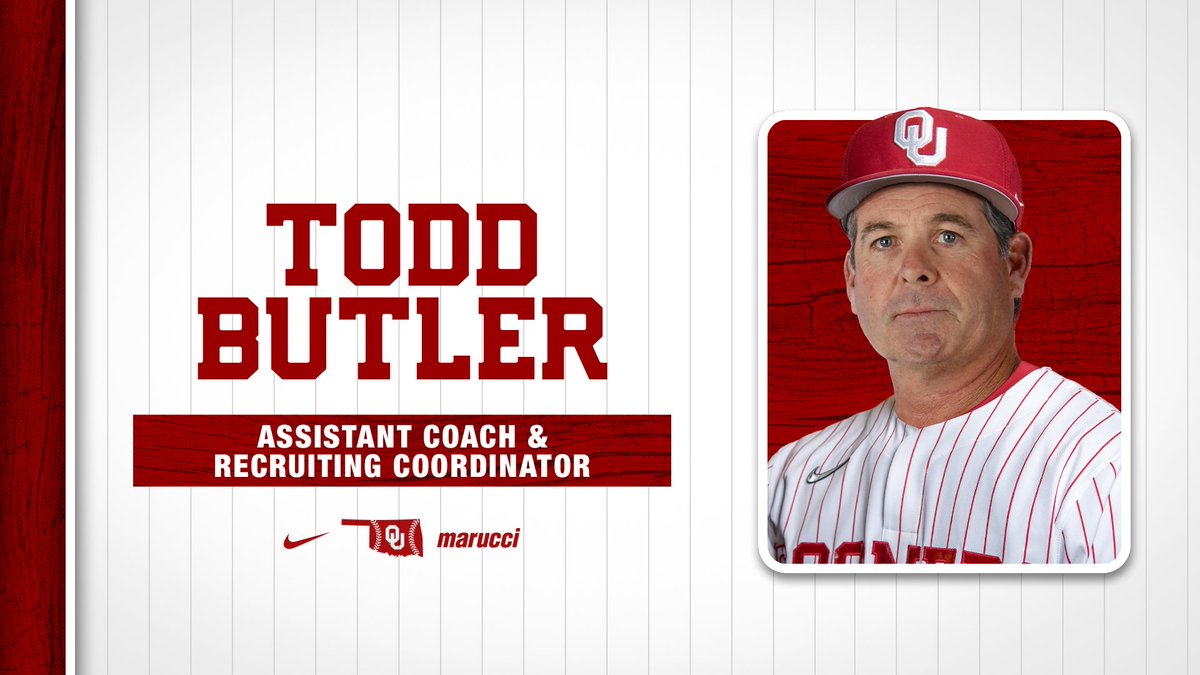 OU_Baseball's tweet photo. 𝐖𝐞𝐥𝐜𝐨𝐦𝐞 𝐡𝐨𝐦𝐞 🏡

Former OU player and Division I head coach Todd Butler is returning to the Sooners as assistant coach and recruiting coordinator.

📝 https://t.co/fYv8qwiGXz

#COMPETE | #CHAOUS | @CoachToddButler https://t.co/iQWBOY9qss