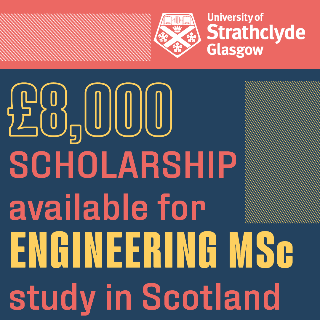 UniStrathclyde's tweet photo. Our Faculty of #Engineering have #scholarships up to £8k for international students joining an MSc in the 23/24 academic year.

Find out if you're eligible and apply ⬇️
https://t.co/s4mGyP2T8E

#InternationalScholarships #StrathLife @StrathEng https://t.co/yJA1AV6DKH