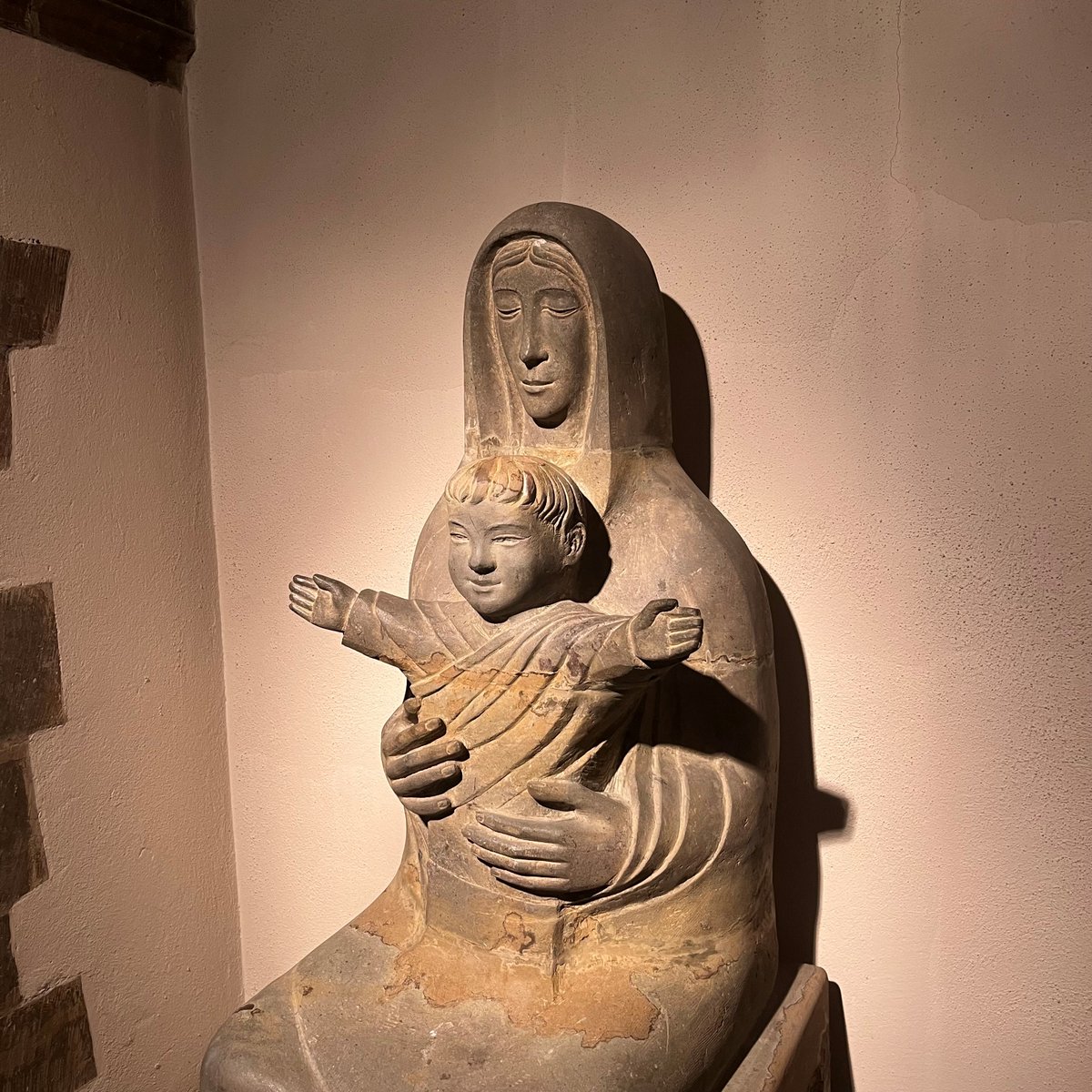 #StatueStories

This Madonna and Child statue can be found at the end of the crypt aisle. It was carved from Blue Horton stone by Jonah Jones around 1962 and was kindly gifted to the monastic community.

It is an inspirational piece that stands beautifully in its surroundings.
