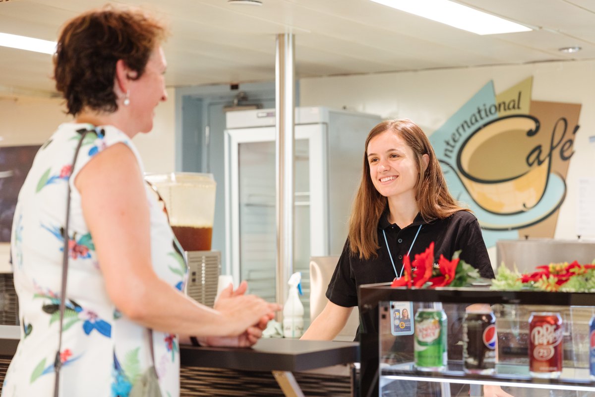 logoshope's tweet image. If you have ever visited our bookfair, you will remember our International Café. The café is run by staff serving drinks and snacks such as cakes, juice, and coffee to the visitors who visit the bookfair. The crew enjoy this as it enables them to meet new people all the time!