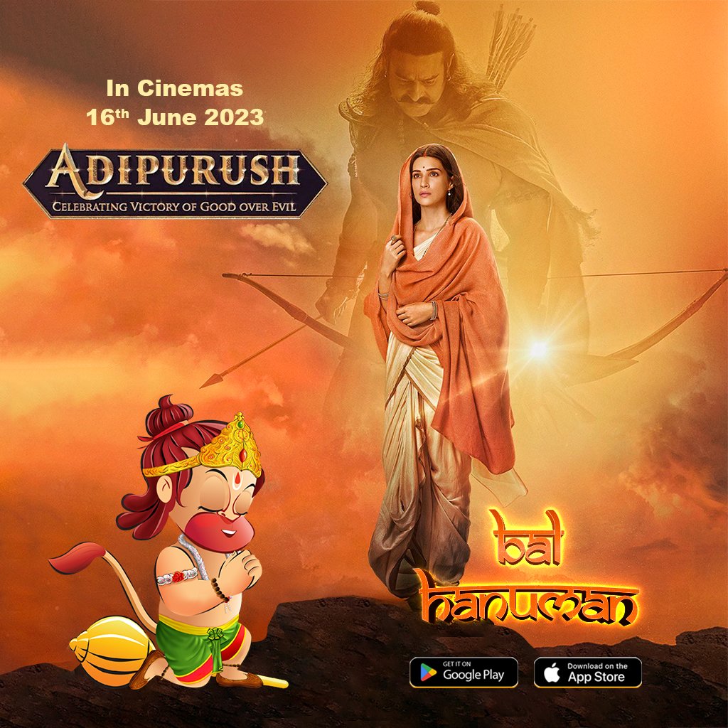 300Mind's tweet photo. As #Adipurush comes near to it's release date, the #BalHanuman bows down to Goddess Sita after defeating Raavan in all the final stages of 'Bal Hanuman' Game. The victory and gratitude stands above all!
Download Now!
Play store : https://t.co/z0G6XWxBon

#AdipurushBookings #Prabhas #games #mobilegames