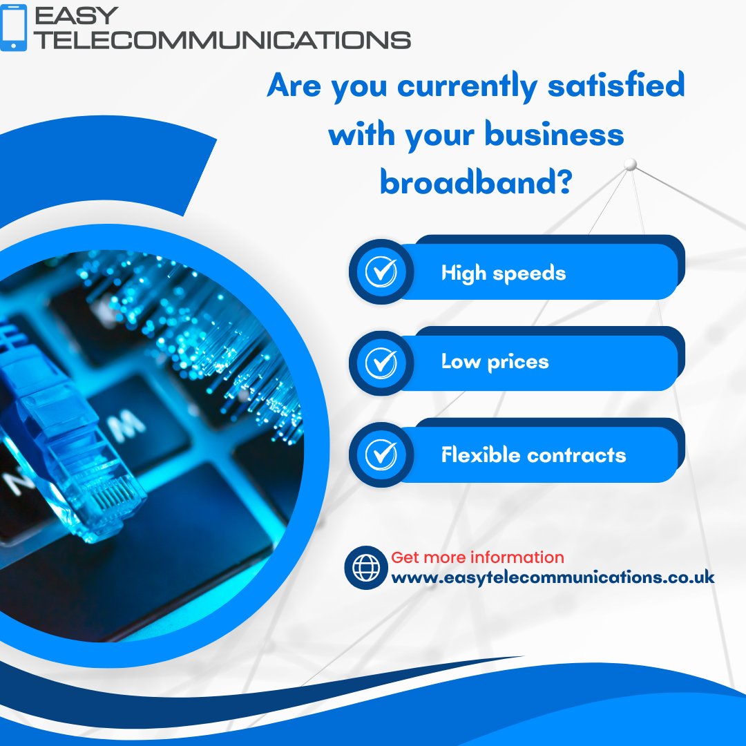 easytelecomms's tweet photo. We can assist you in finding the perfect business broadband package for your company ⤵️

📞 0191 367 0457
✉️ sales@easytelecommunications.co.uk

#Telecoms #Telecommunications #TechTalk #Telecom https://t.co/KLguDnaOlS