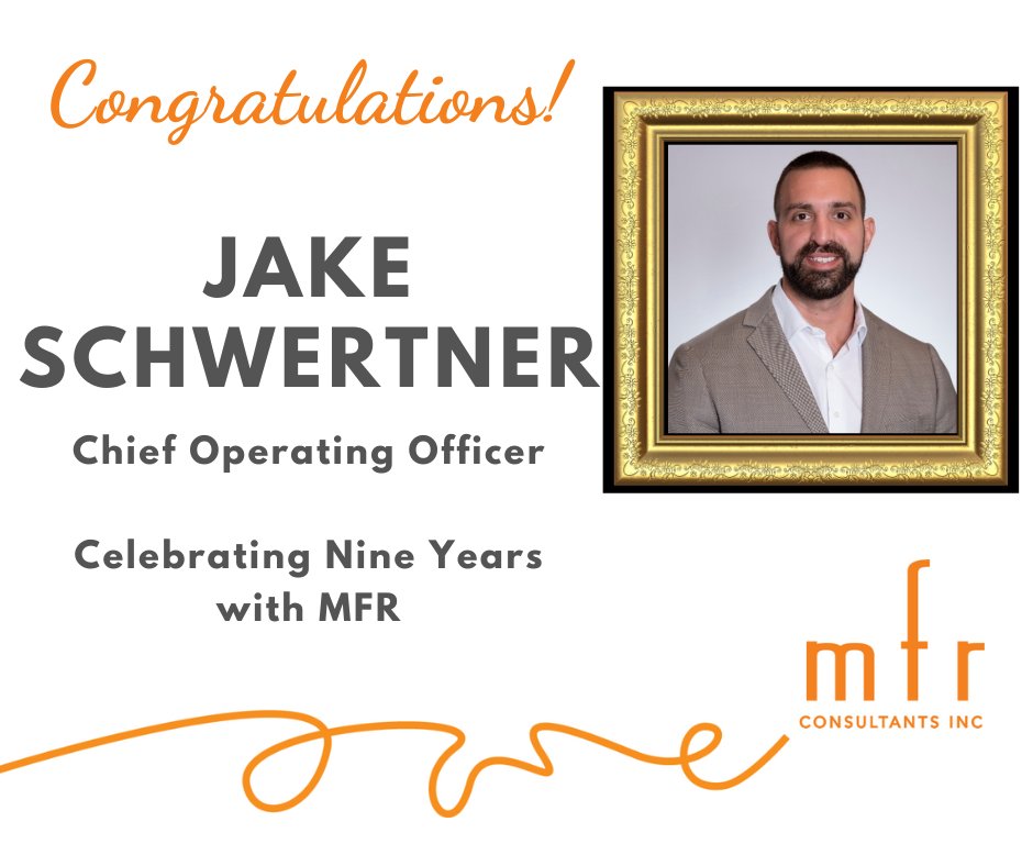 Congratulations to Jake Schwertner, Chief Operating Officer, who is celebrating 9 years with MFR this month! So happy you are part of the team, Jake! #DigitalTransformation #ProcessOptimization #MFRLife
MFRConsultants.com