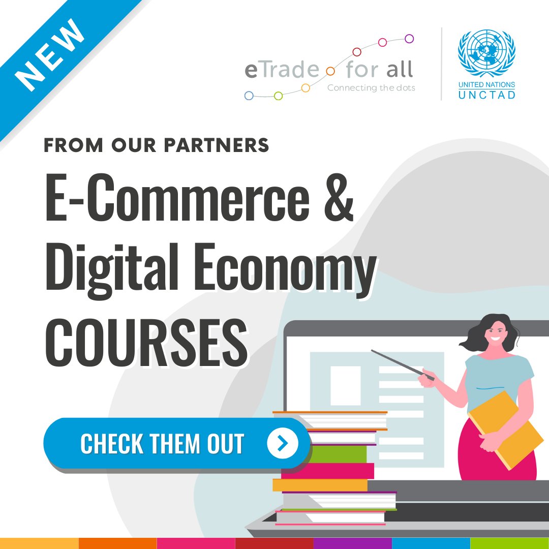 We're thrilled to announce the eTrade for all courses page, your go-to destination for learning opportunities on the digital economy.

👏A special shoutout to our #eTradeforall partners <a href="/DiplomacyEdu/">DiploFoundation</a> and <a href="/ITCnews/">International Trade Centre (ITC)</a> for offering a wide range of courses!

etradeforall.org/courses/