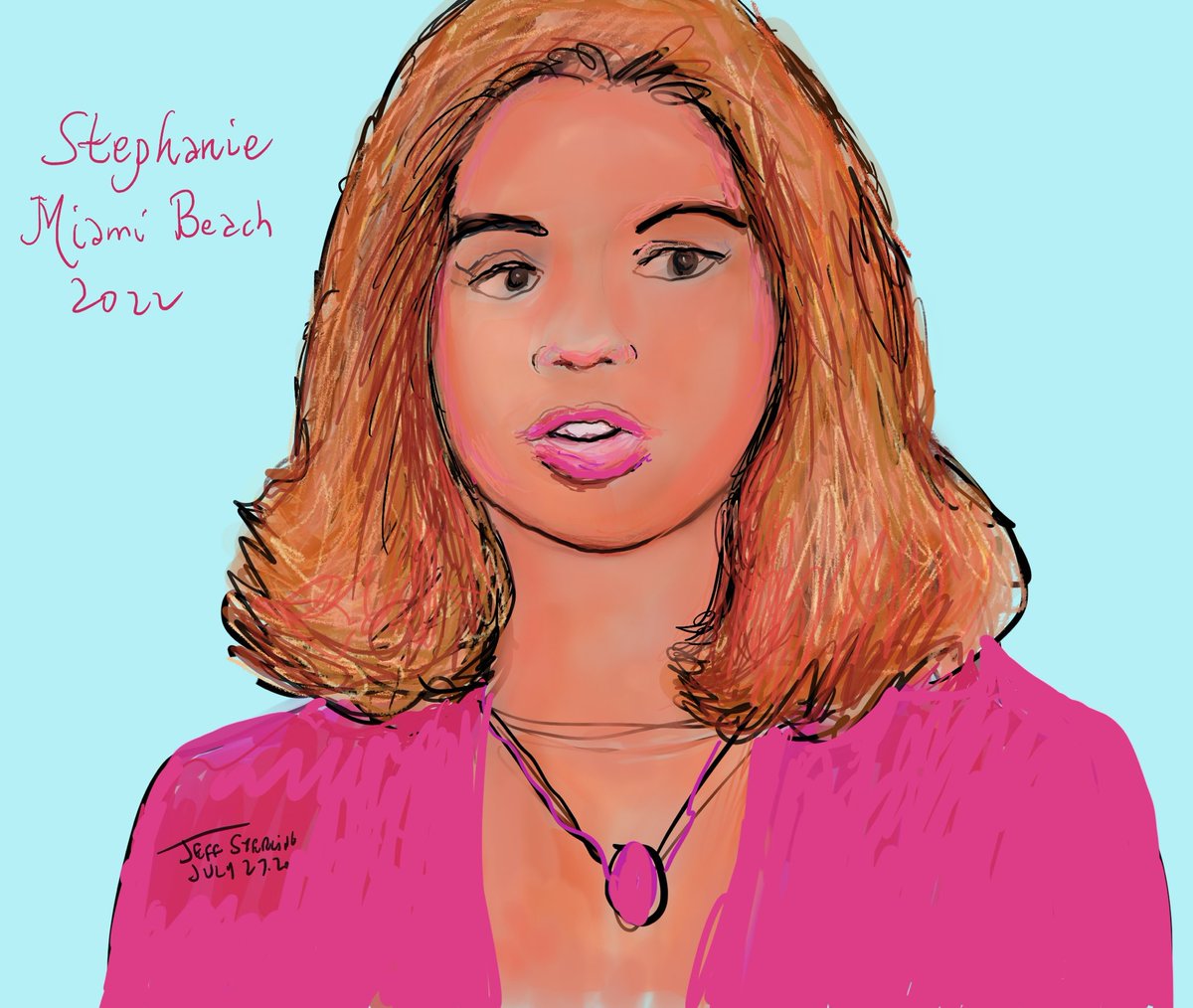 Travelaviator's tweet photo. Stephanie is a #HotelConcierge Manager in #NewYork. She attended a #CorporateEvent in #MiamiBeach. Entertainment included #DigitalCaricatures by #MiamiCaricatureArtist Jeff Sterling of https://t.co/mhbd0oKG5h z https://t.co/f6bonmqlAg