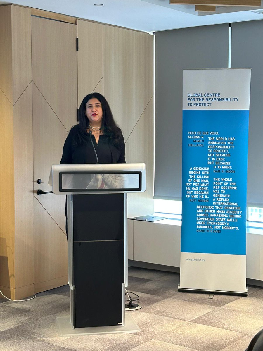 GCR2P's tweet photo. .@GCR2P Executive Director @savita_pawnday speaking now at #ESLecture. The Lecture series provides an opportunity for eminent public figures to share their experiences in the field of atrocity
prevention, international diplomacy, justice, human rights & cross-cutting agendas. https://t.co/Do35oZvVnd
