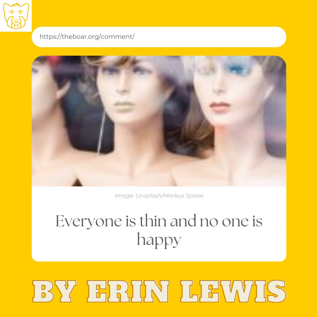 BoarComment's tweet image. NEW ARTICLE!

Erin Lewis explores the damaging evolution of beauty standards over the decades, which all have the common desire to be thin with people going as far as taking drugs with unknown side effects to achieve this goal. 

Read the full article:
theboar.org/2023/06/everyo…
