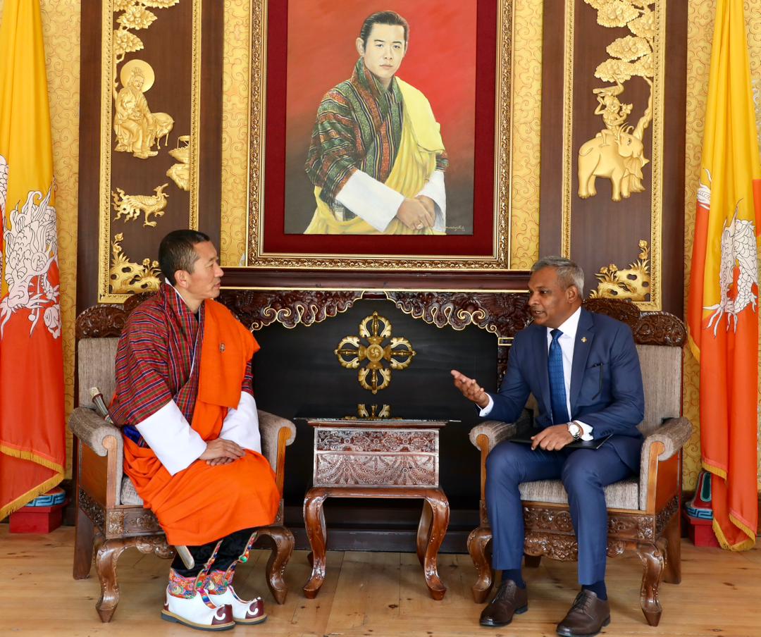 PMBhutan's tweet photo. PM updated the ambs on the ongoing reforms in the country &amp; the renewed emphasis on education, ICT, public service delivery &amp; economy.
The ambs expressed their gratitude for the opportunity to receive audience from His Majesty The King &amp; for warm welcome in Bhutan. https://t.co/laAiDuZjnO