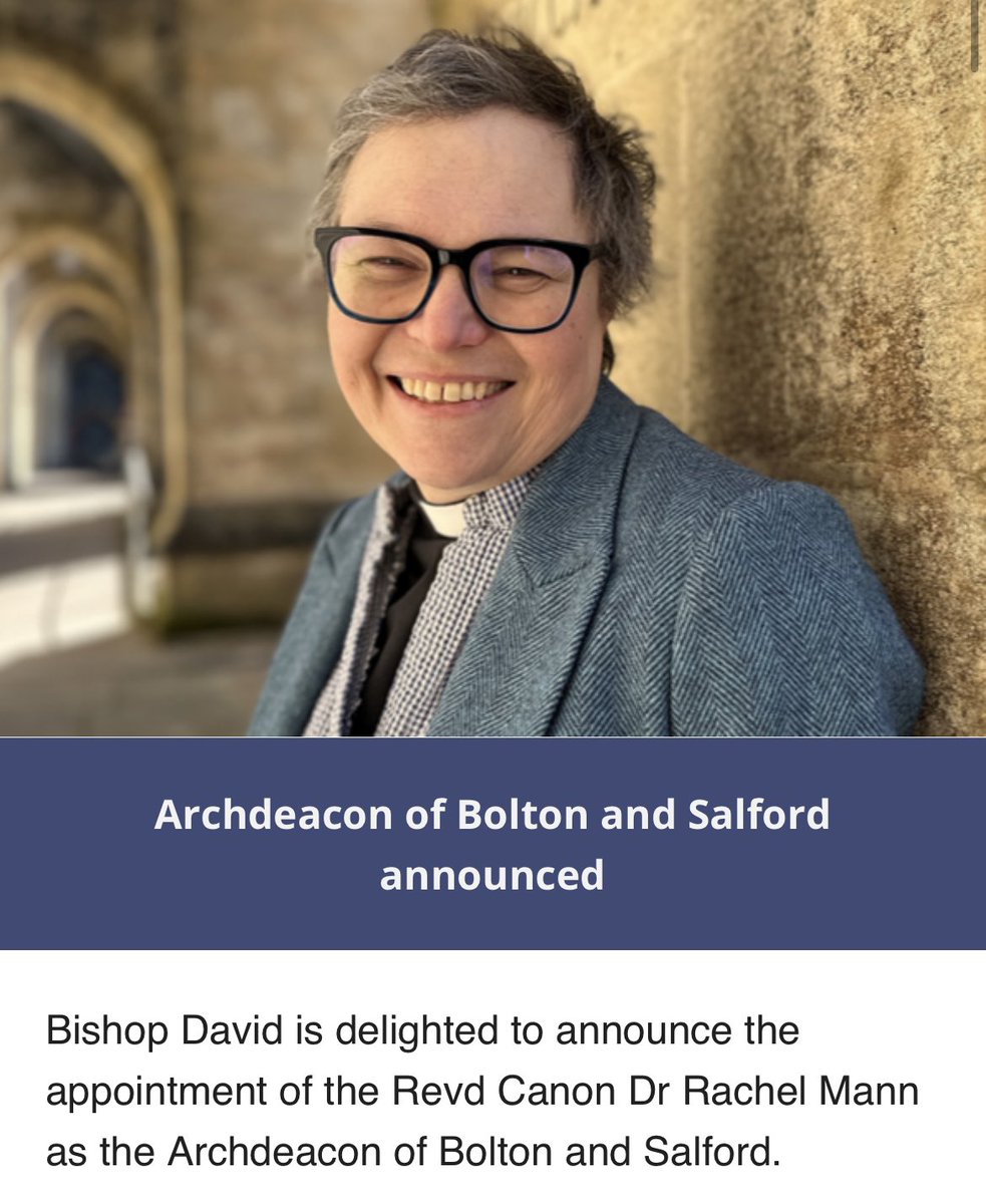 Huge congratulations to our member @RevRachelMann on her appointment as Archdeacon of Bolton and Salford!. Such fantastic news! Our love and prayers are with you Rachel, as you prepare for this new ministry.