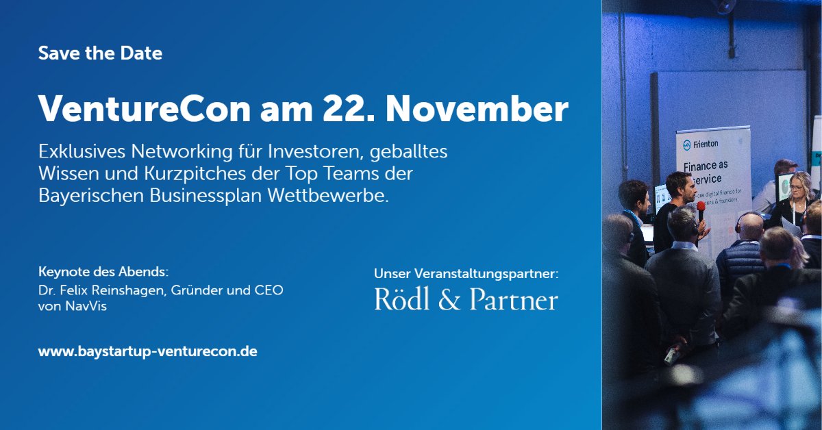 Save the date: VentureCon am 22.11. in München. Infos und Tickets auf baystartup-venturecon.de