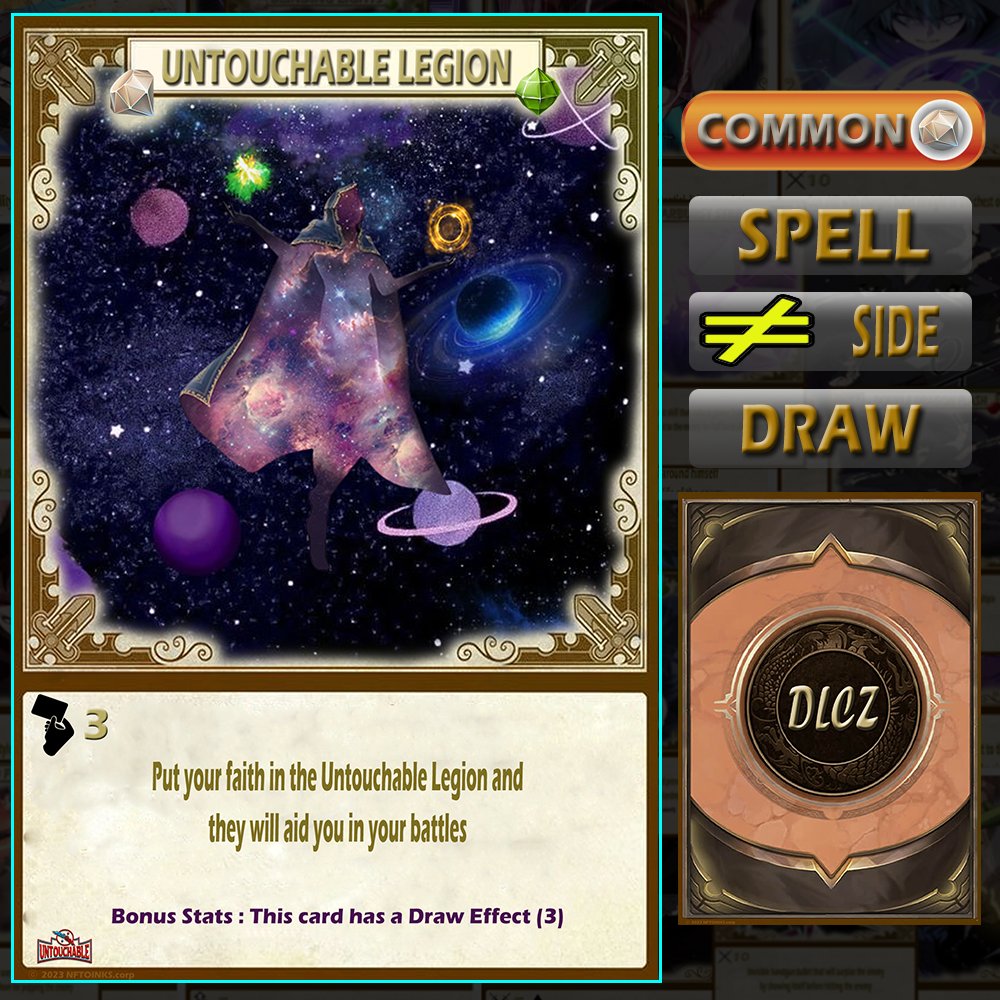 The Untouchable Spell Cards are now live on NFT.io

⬇️Grab Yours Now⬇️
Untouchable Law
beta.nft.io/asset/2184-28

Antz
beta.nft.io/asset/2184-22

Untouchable Legion
beta.nft.io/asset/2184-31

#enjin #efinity #dlcztcg