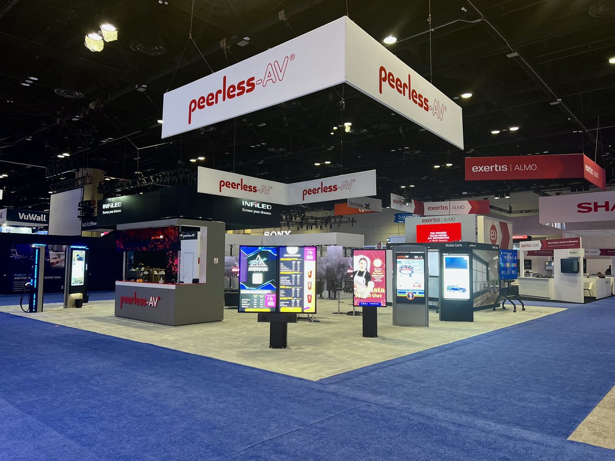 PeerlessAV's tweet photo. The exhibit hall for day 2 of #InfoComm23 is now open! 🎉
 
We’re in booth 1329, where you’ll see a variety of #digitalsignage solutions firsthand, such as Xtreme™ High Bright Outdoor Displays, Smart City Kiosks, SEAMLESS Kitted and Bespoke models, and more!
 #AVTweeps https://t.co/jMUREuBAPh