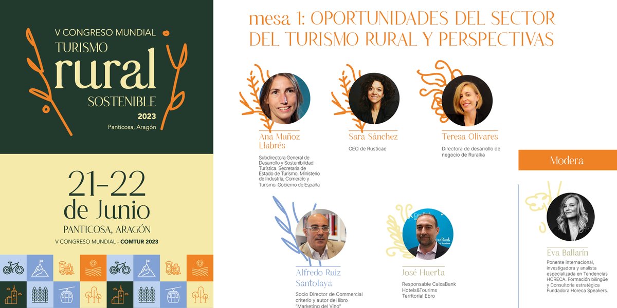 directivosAdea's tweet photo. La Mesa 1 de #COMTUR, titulada "Oportunidades del sector del turismo rural y perspectivas", y moderada por @evaballarin, contará con representantes del Ministerio de Turismo, @rusticae, @RuralkaHoteles y @caixabank Hotels&Tourism #turismorural #turismo #montaña #Aragón https://t.co/Q9Pg3c0cBP