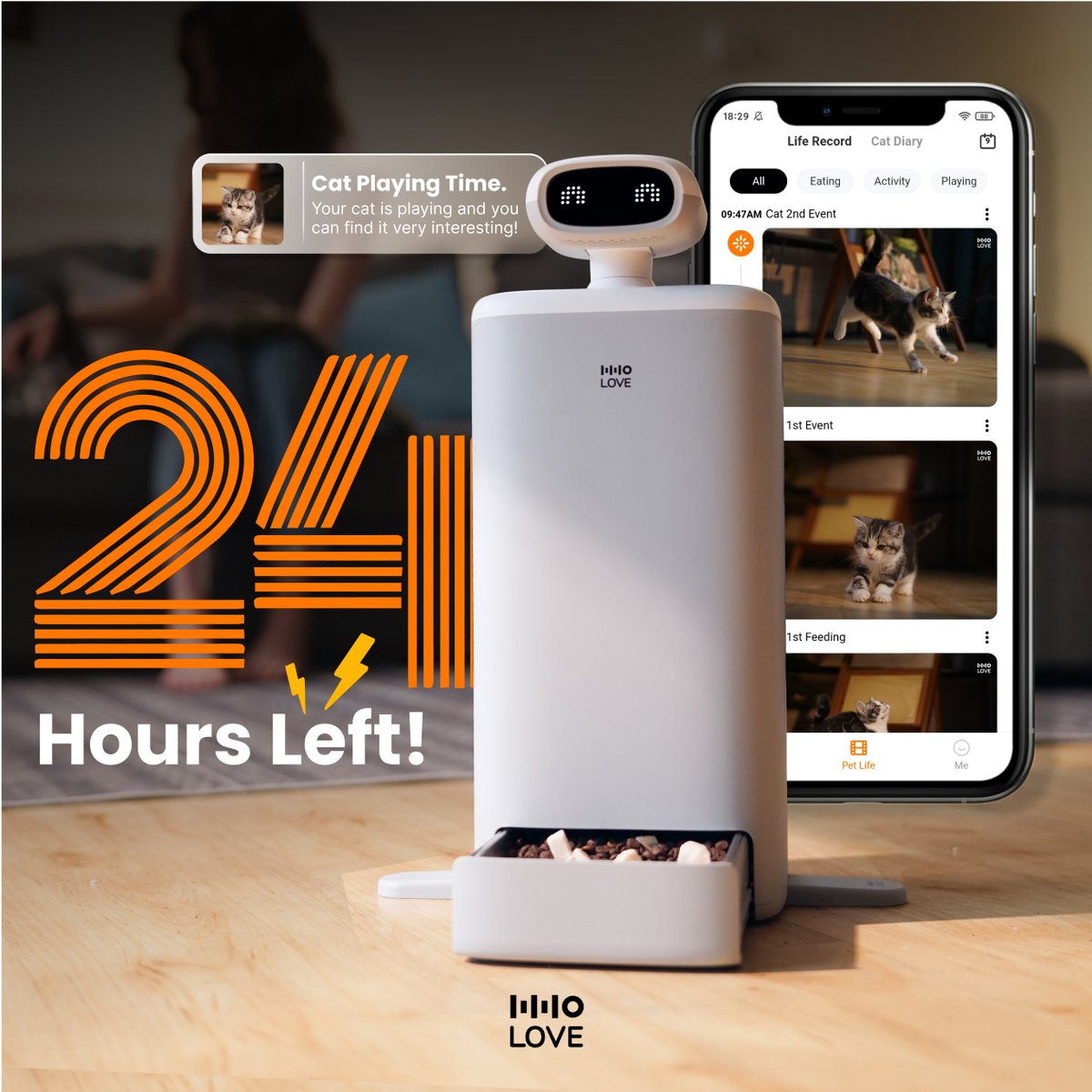 🔥Crowdfunding is about to start.  
⏰24-hour countdown to launch on Kickstarter! 
⚡Don't miss out on the best deposit deal!  
🔸Act now at bit.ly/3IP3dyG

#catcare #smarthome #pettechnology #OSitter #HHOLOVE  #Kickstarter #weeklyfluff