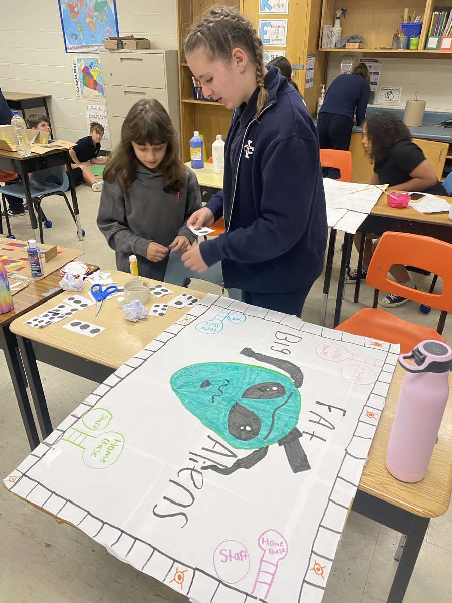 Creating our own board games are in full swing! Students are applying their knowledge on probability & procedural writing and creating their own board games 🎲🎯  I am excited to play these games next Friday! 😋😎 @HolyFamilyHCDSB #STEMeducation