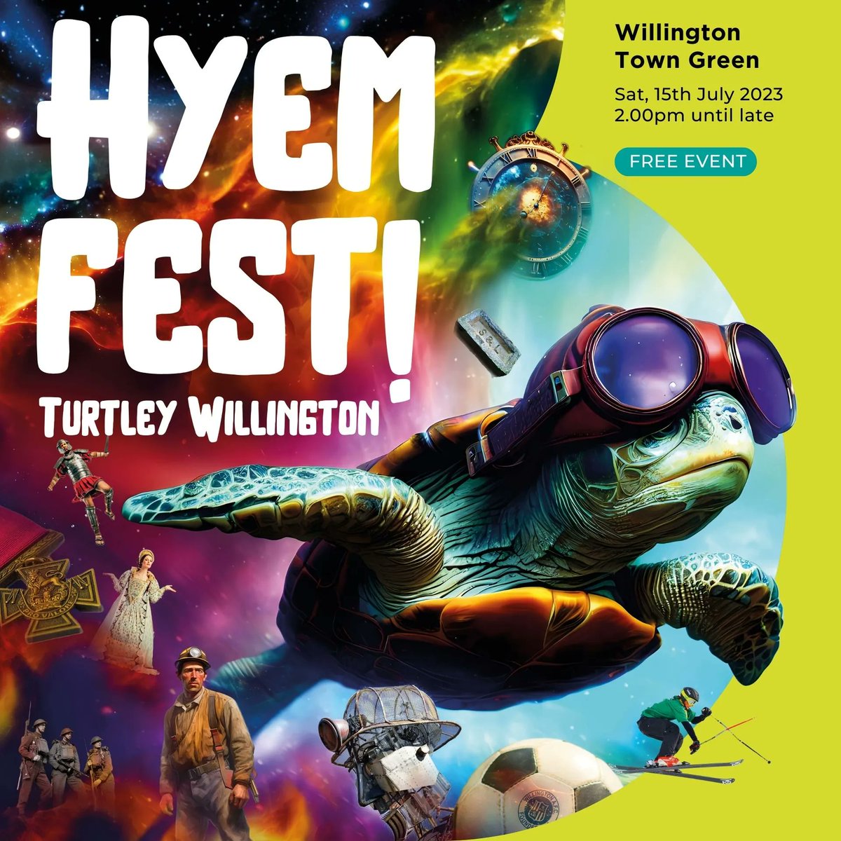 📣 Announcing HYEM FEST! 📣 
Coming to Willington on Saturday 15th July. A day of Family festival fun celebrating Willington’s glorious heritage & bright future! 
WHEN: Saturday, 15th July. 2pm until late  
WHERE: Willington Green DL15 0PF 
#hyemfest #acesupported #heritagefund