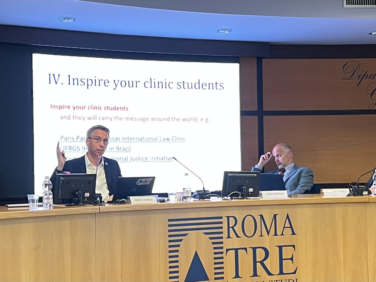 Happening today at <a href="/UnivRoma3/">Università Roma Tre</a>, together with <a href="/esil_sedi/">ESIL-SEDI</a>: Workshop on Law Clinics in the field of International Law!

We are learning from old &amp; new friends, and KGF Director Robert Heinsch is sharing experiences in his presentation ‘Supporting the Creation of Legal Clinics’.