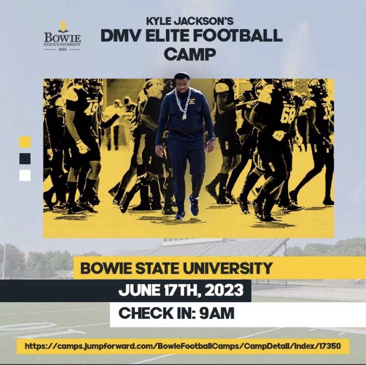 _Jay_Buck's tweet image. “Opportunities are usually disguised as hard work, so most people don’t recognize them.”-Ann Landers

Come out and Compete with the Elite.

📅 : June 17th, 2023
📍: Bowie State University - Bulldog Stadium 🏈 #DMVElite #BIGS                               
camps.jumpforward.com/bowiefootballc…