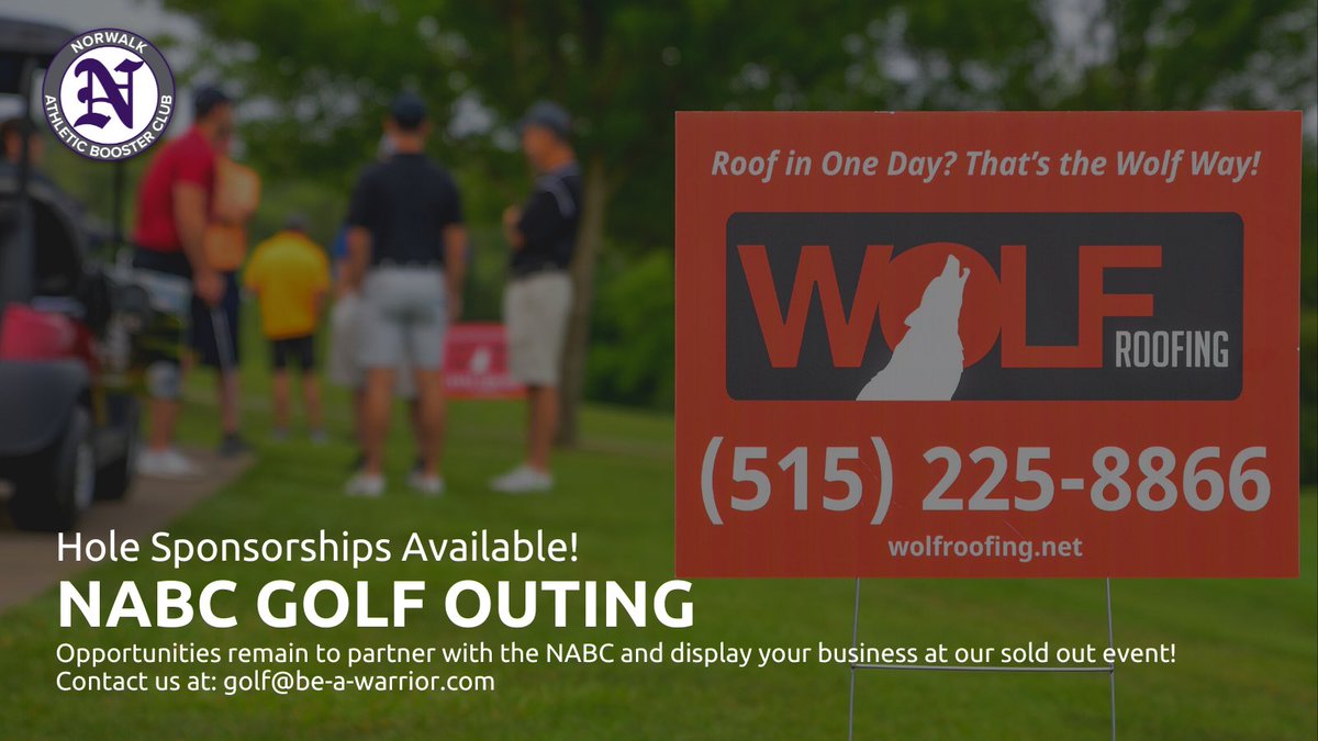 A few hole sponsorships remain for our annual NABC Golf Outing! Join us in contributing to the needs of our Warrior athletic programs by advertising your business at this sold out event on Aug. 4 at Legacy. It’s a win/win!