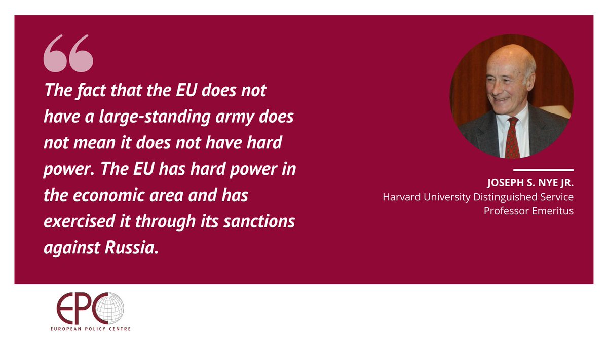 epc_eu's tweet photo. Professor @Joe_Nye responds to questions concerning the EU's use of hard #power in today's #EPCTalksGeopolitics. https://t.co/VGTJKnifQy