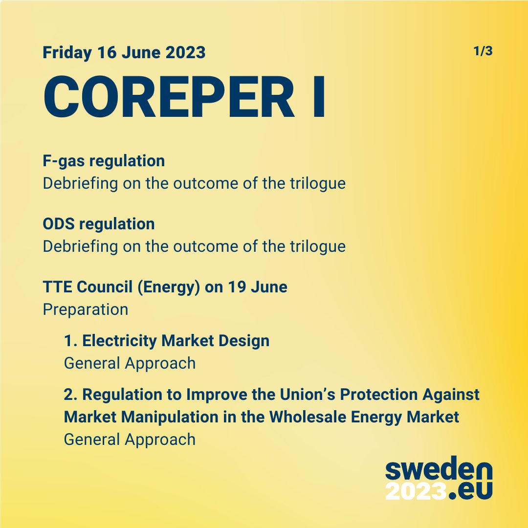 SwedeninEU's tweet photo. #COREPERI | 📆 Friday's Ambassadors meeting agenda. #EU2023SE https://t.co/dRjznF4VBb
