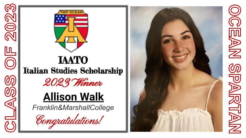 OTHS_Counselors (@oths_counselors) on Twitter photo The Italian American Association of the Township of Ocean is proud to announce Allison Walk as one of the recipients of the IAATO Italian Studies Scholarships! Congratulations to Ally! #F&MCollege #SpartanLegacy <a href="/A_DePasquale48/">Ocean Guidance</a> <a href="/MrsDKaszuba/">D Kaszuba</a> <a href="/Nmauroedu/">Nicole Mauro</a> The Italian American Association of the Township of Ocean is proud to announce Allison Walk as one of the recipients of the IAATO Italian Studies Scholarships! Congratulations to Ally! #F&MCollege #SpartanLegacy <a href="/A_DePasquale48/">Ocean Guidance</a> <a href="/MrsDKaszuba/">D Kaszuba</a> <a href="/Nmauroedu/">Nicole Mauro</a>