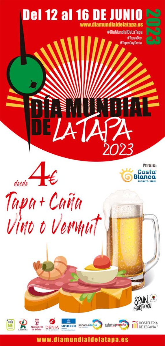 🍽️Ruta especial por el #DiaMundialDeLaTapa en Dénia 
ℹ️Consulta la información aquí: diamundialdelatapa.es/alicante/  
#HosteleriaDeEspaña #Hosteleria #Hoteleria #Turismo #Restauración