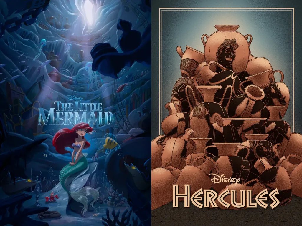 The Little Mermaid by <a href="/castro_elysa/">Elysa Castro</a> &amp; Hercules by <a href="/S2lart/">Simon Delart</a>. Drops this afternoon via <a href="/BottleneckNYC/">Bottleneck Gallery</a>. Regular variant and acrylic editions will be available. 

posterpirate.co/movies/the-lit…

#TheLittleMermaid #Hercules #disney #posterdrop #LimitedEdition