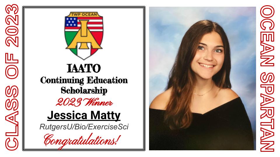 OTHS_Counselors (@oths_counselors) on Twitter photo The Italian American Association of the Township of Ocean is proud to announce Jessica Matty as one of the recipients of the IAATO Continuing Education Scholarships! Congratulations to Jessica! #RutgersU/Bio/ExerciseSci #SpartanLegacy
<a href="/A_DePasquale48/">Ocean Guidance</a> <a href="/MrsDKaszuba/">D Kaszuba</a> <a href="/Nmauroedu/">Nicole Mauro</a> The Italian American Association of the Township of Ocean is proud to announce Jessica Matty as one of the recipients of the IAATO Continuing Education Scholarships! Congratulations to Jessica! #RutgersU/Bio/ExerciseSci #SpartanLegacy
<a href="/A_DePasquale48/">Ocean Guidance</a> <a href="/MrsDKaszuba/">D Kaszuba</a> <a href="/Nmauroedu/">Nicole Mauro</a>