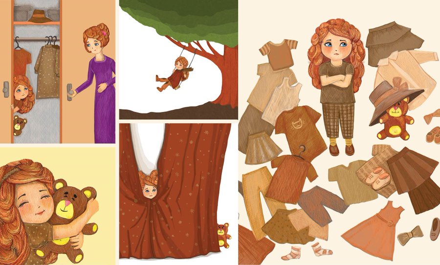 mcirvin310's tweet photo. Pink? What happens when a little girl is teased because her favorite color is brown! Will she be true to herself?  Illustrator: https://t.co/E8byNxmiOc #PBPitch https://t.co/XlLJTH28sd