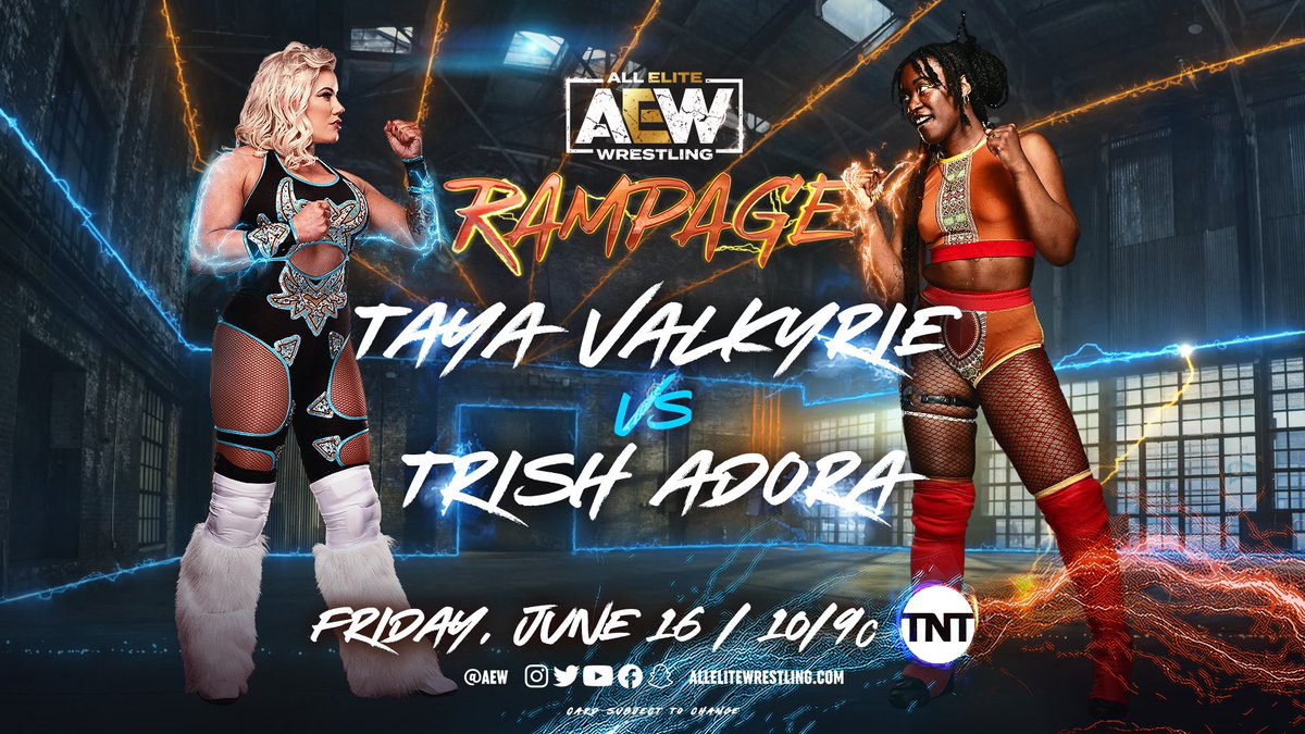 this Fridays #AEWRampage will have this awesome #WomensWrestling Matchup

@thetayavalkyrie vs @TrishAdora202

@AEW @AEWonTV #AEW #Wrestling #ProWrestling #WomensWrestling