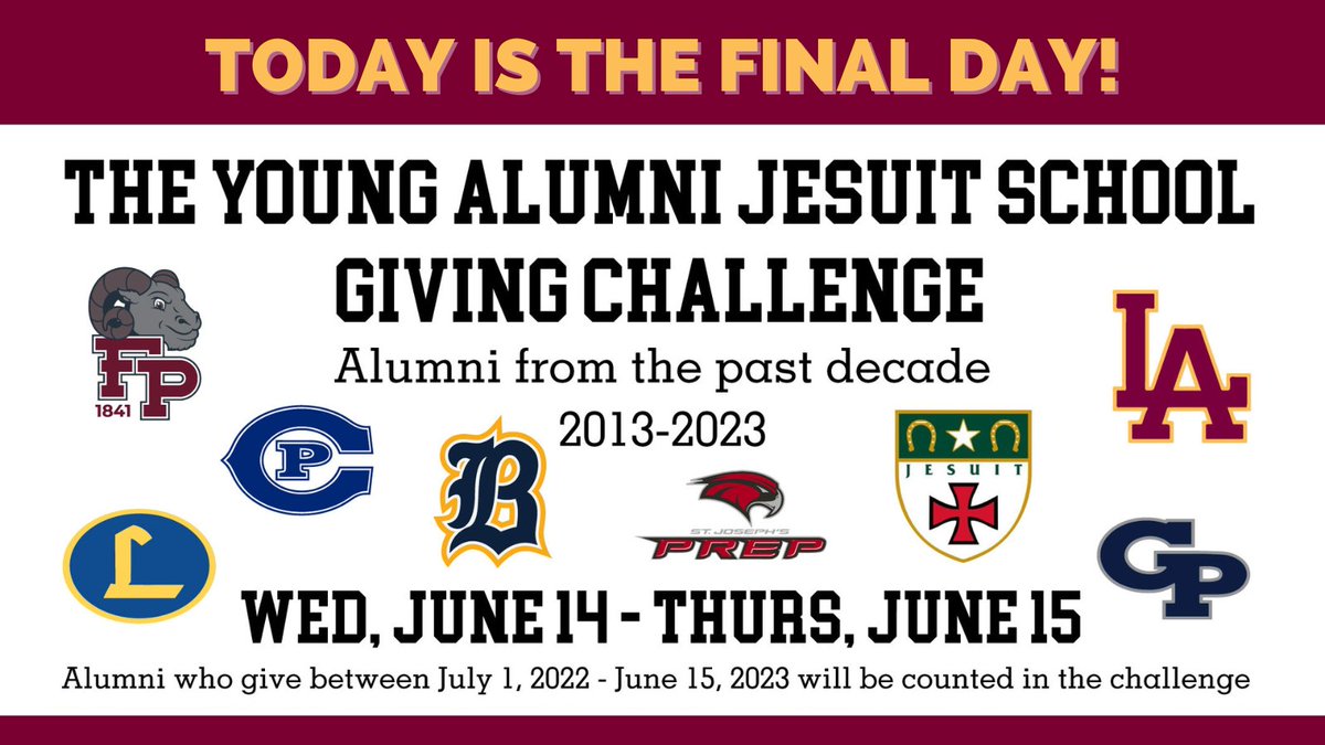 Loyola Academy Alumni Network (@laalumninetwork) on Twitter photo Today is the final day of the Young Alumni Jesuit Challenge! Help us take home the trophy by making a gift via Venmo <a href="/LoyolaAcademy/">Loyola Academy</a> or online at goramblers.org/young-alumni-j…!
#GoRamblers #YAJesuitChallenge Today is the final day of the Young Alumni Jesuit Challenge! Help us take home the trophy by making a gift via Venmo <a href="/LoyolaAcademy/">Loyola Academy</a> or online at goramblers.org/young-alumni-j…!
#GoRamblers #YAJesuitChallenge