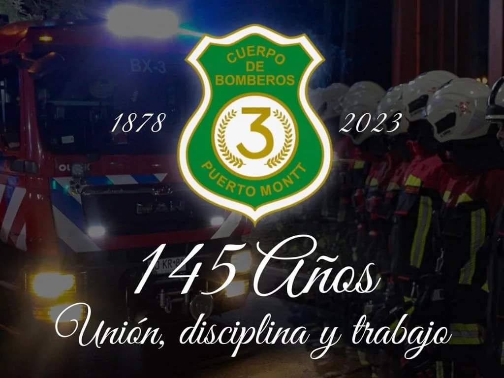Envío un afectuoso saludo a cada integrante de <a href="/terceracbpm/">Tercera Puerto Montt</a> al hoy cumplir 145 años de servicio a la comunidad. Los insto a seguir trabajando bajo su lema "Unión, Disciplina y Trabajo" como lo han venido haciendo a lo largo de su gran historia. Muchas felicidades en su día.
