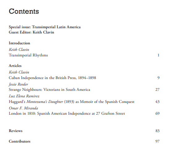 LivUniPress's tweet photo. Guest edited by Keith Clavin, articles explore imperial relations between Britain and Latin America in the nineteenth-century, tracking significant, yet typically ignored, cultural productions, including periodicals, social clubs, political groups, and fine art. https://t.co/zahrm1Dvih