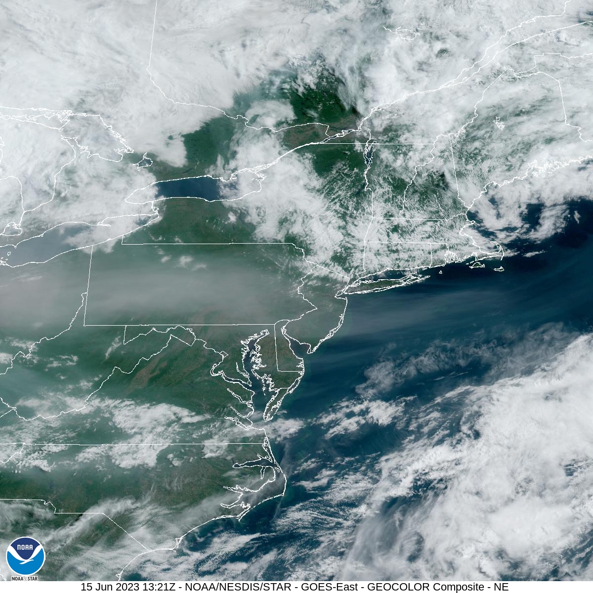 Good Morning! Today will feature highs in the 80s with light NW winds. Hazy skies will increase throughout the day. The visible satellite image shows the thickest smoke over PA which will drop SE. Thankfully, this is all aloft so no air quality issues are expected #MdWx