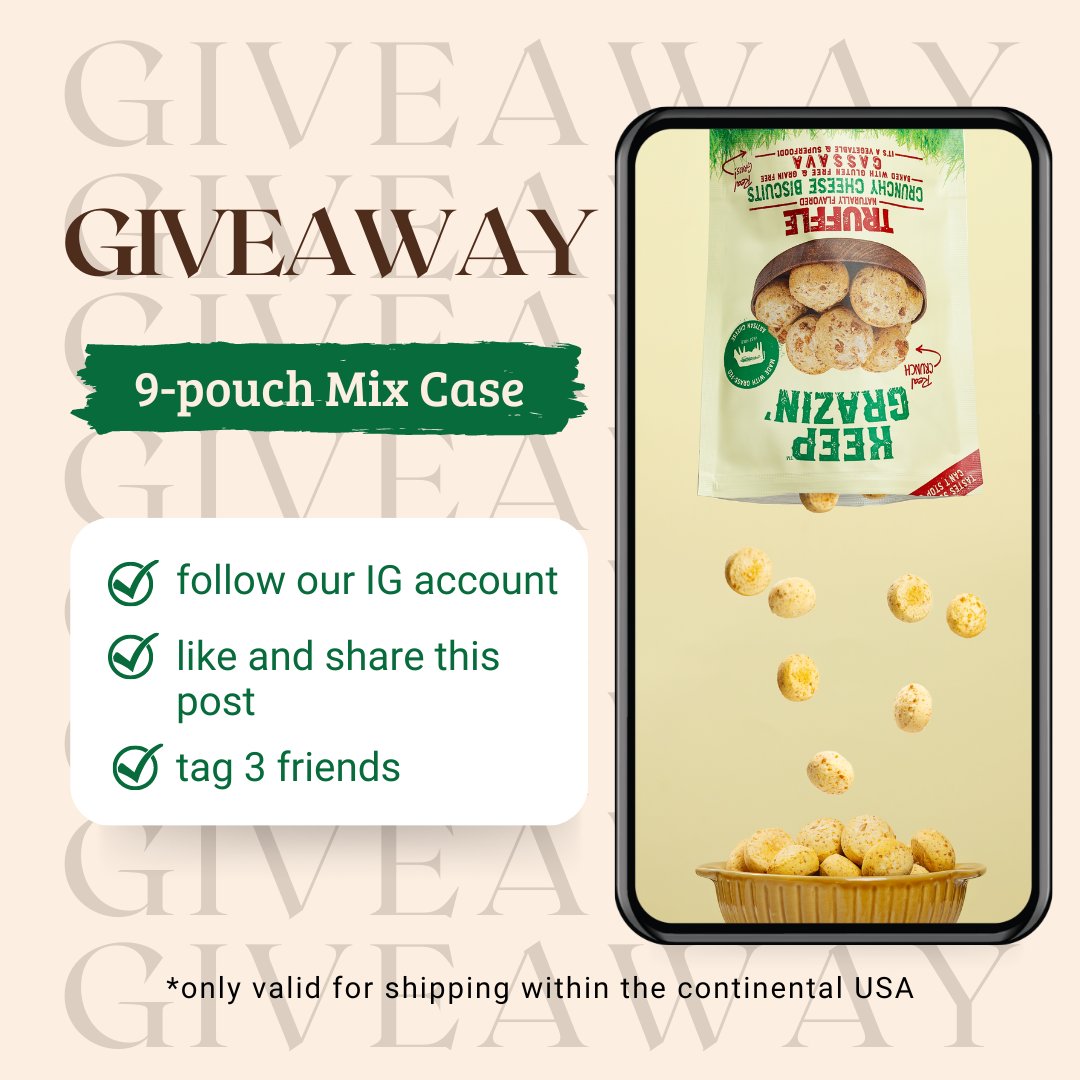 𝗜𝗡𝗦𝗧𝗔𝗚𝗥𝗔𝗠 𝗚𝗜𝗩𝗘𝗔𝗪𝗔𝗬
Follow us on Instagram: instagram.com/keepgrazin/ and enter for a chance to win a 9-pouch Mix Case delivered to your door! *Winner will be announced on June 20th
*Valid only for shipment within the continental US #GiveawayAlert