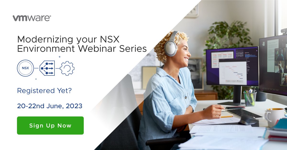 cloudhappens's tweet image. Register for our webinar series on ‘Modernizing your NSX Environment’ to learn how to seamlessly transition to the enhanced NSX-T environment: ow.ly/kjBV50OE6ec (APJ) 
bit.ly/3Mzlhhv (AMER/EMEA) #NetworkMigration