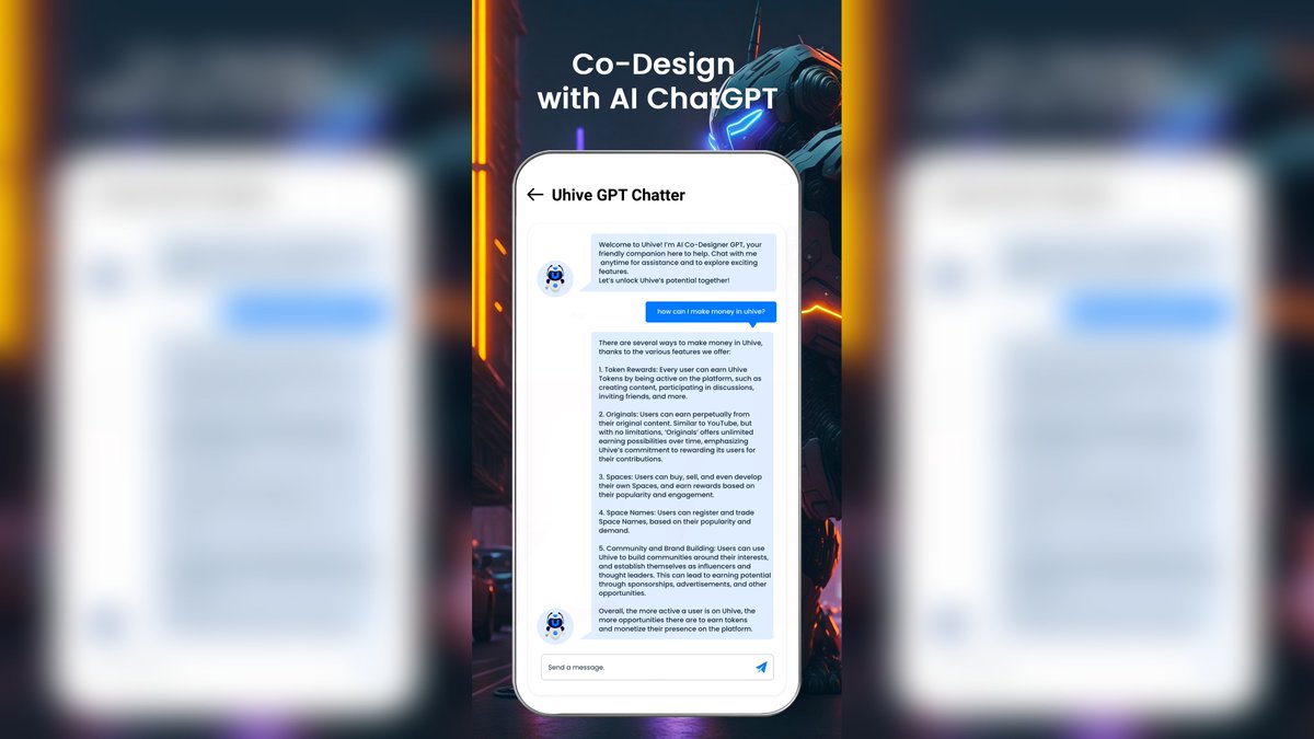 Uhivesocial's tweet photo. UhiveGPT Chatter: Engage, connect, and explore with AI-driven experience, redefining the way we socialize in the digital realm! 💪🔎

#Uhive #ChatGPT  #AI  #socialmedia  #EarnMoneyOnline https://t.co/Kv6o45guGX