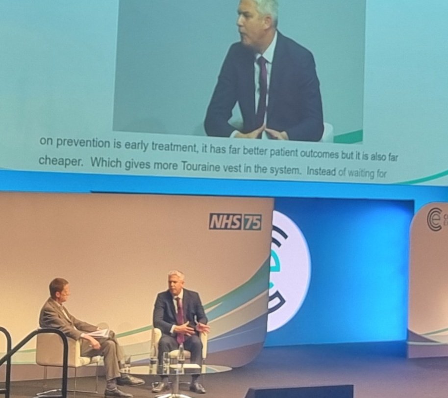 Explicit mention from Steve Barclay that early treatment delivers better outcomes cheaper at #NHSConfedExpo @dglennon77 @FREEDfromED @HINSouthLondon @AHSNNetwork #FREED