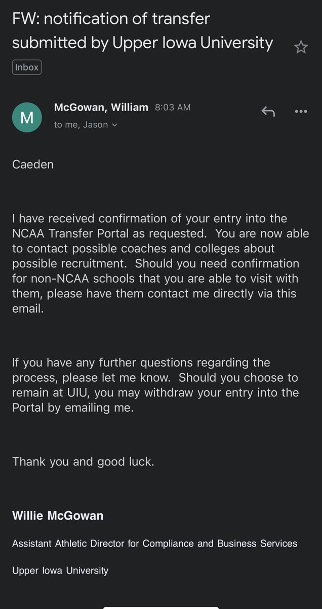 Caeden Janssen on Twitter "I have decided to enter the Transfer Portal