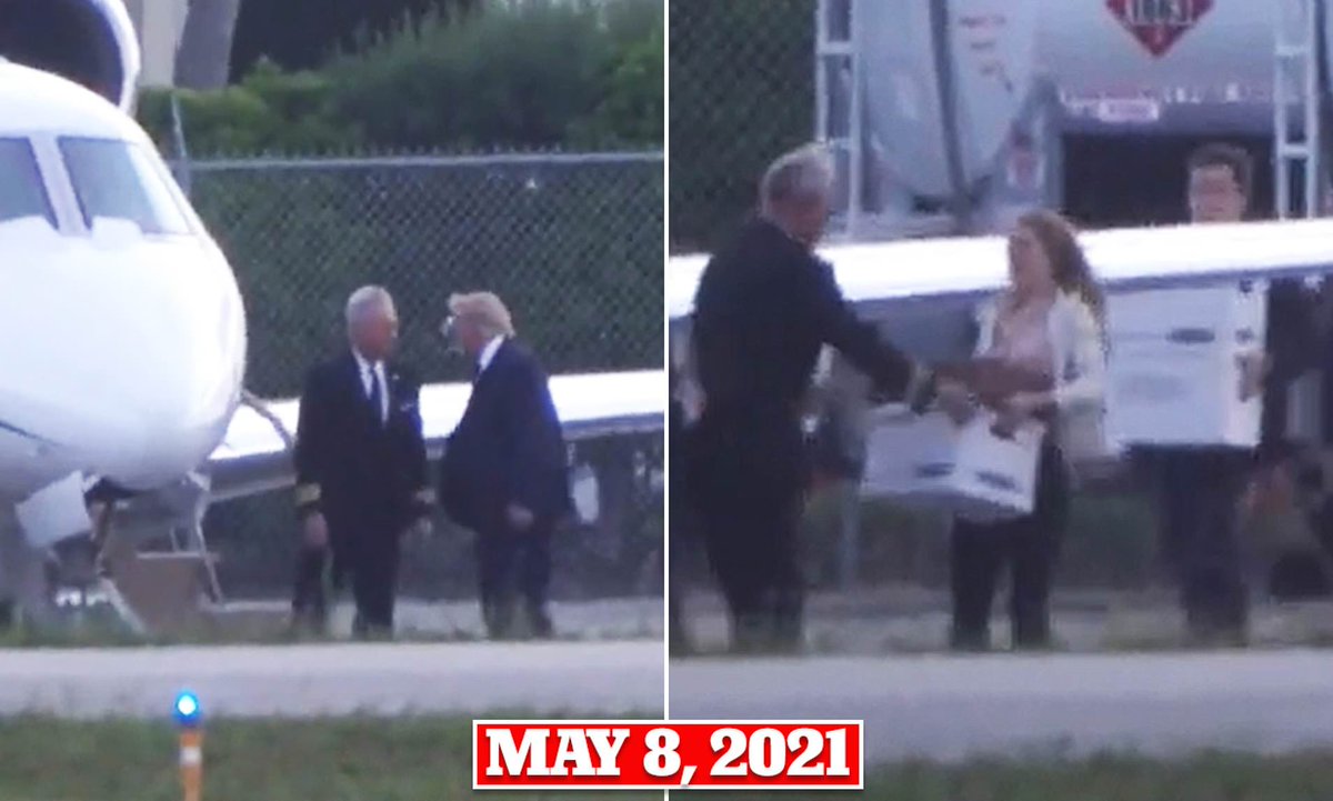 Here is Donald Trump probably telling his pilot to“ take care of my boxes. Don’t like anybody touching my boxes ” Trump was so obsessed with his “boxes”. He is having the Captain load them himself.Very unusual as that is generally a First Officer’s job. Even on a private jet. I