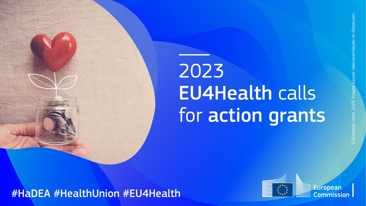 The 2023 #EU4Health calls are out! Topics include: 🔵#MentalHealth 🔵#NCDs 🔵#Cancer 🔵Substances of Human Origin #SOHO 🔵Medical devices 🔵Events & conferences 📝Deadline: 17/10 ❓Join the info session on 30/06 hadea.ec.europa.eu/news/2023-eu4h…