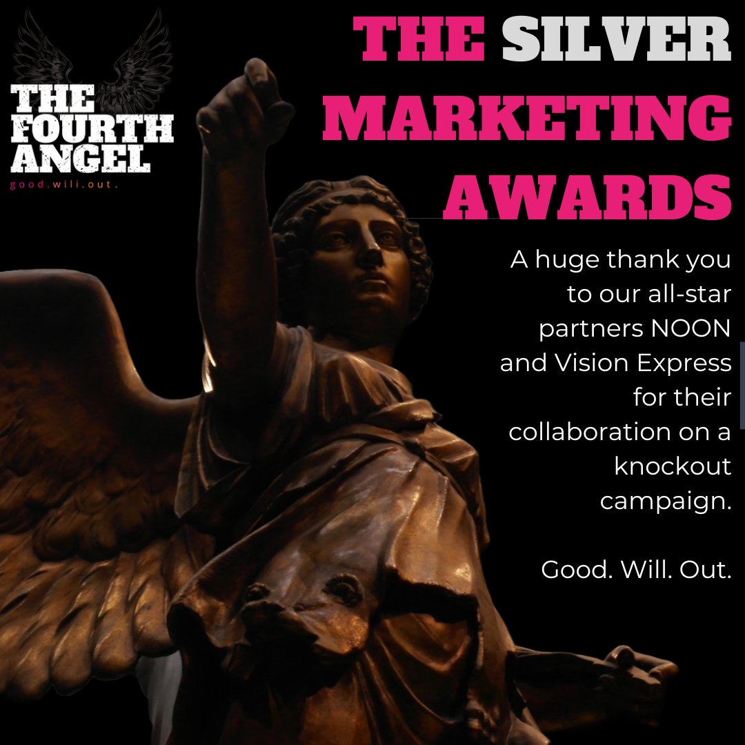 We're over the moon to have been shortlisted for the Silver Marketing Awards for our campaign with @uponnoon and Vision Express! Thank you to the judges, our brilliant team, and our fabulous partners. Loving and embracing our Angels of Silver - champagne and Angel Dust all round!