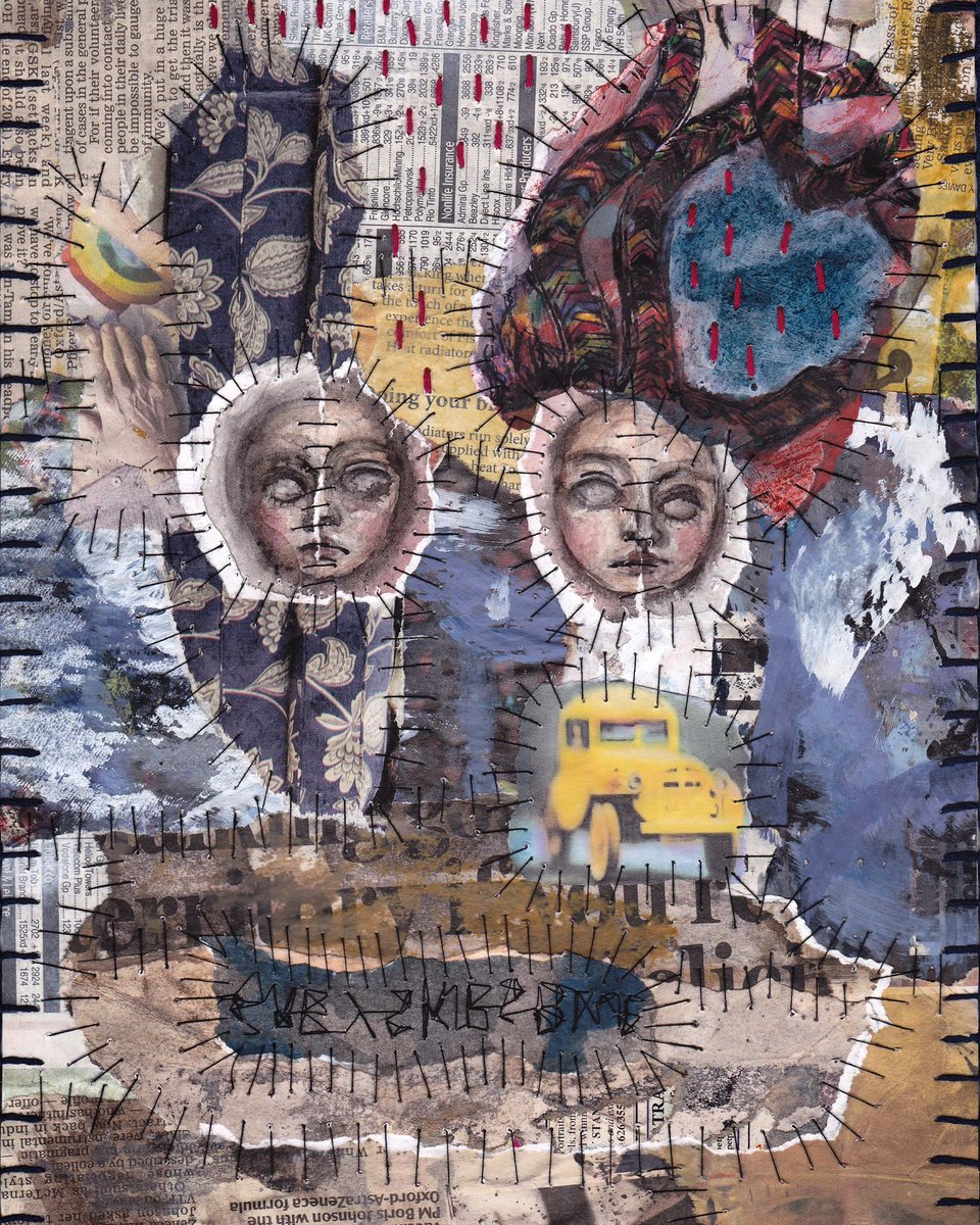 “Yellow Car” -14.06.2023 

.. 

#stitchedcollage #mixedmediacollage #abstractart #sketchbookart #ephemera #experimentalart #outsiderart #embroideredart #slowstitching