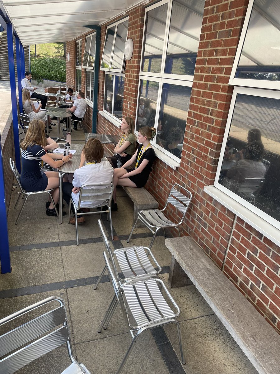 Year 12 enjoying an interactive session on Job from <a href="/stepschoolswork/">Step</a> followed by a reflective discussion in the sun!